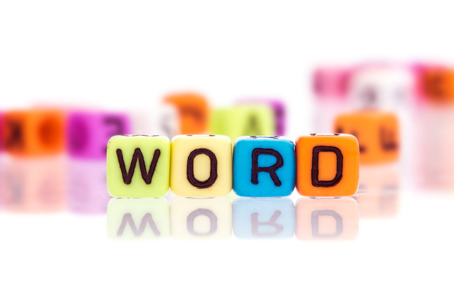 colorful alphabet  word cube of  WORD